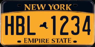 NY license plate HBL1234
