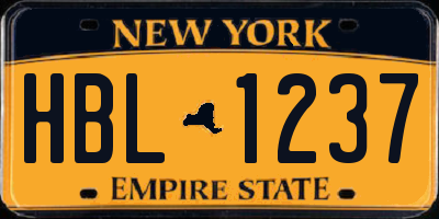 NY license plate HBL1237
