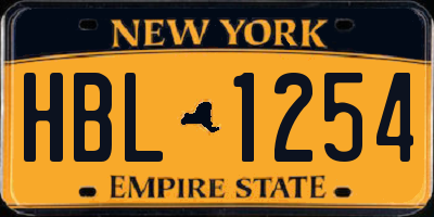 NY license plate HBL1254