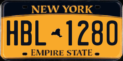 NY license plate HBL1280