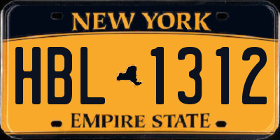 NY license plate HBL1312