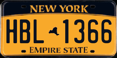 NY license plate HBL1366