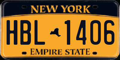 NY license plate HBL1406