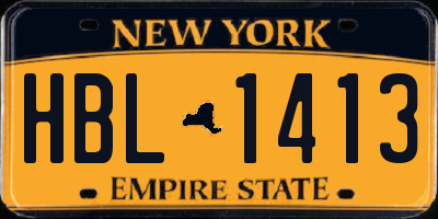NY license plate HBL1413