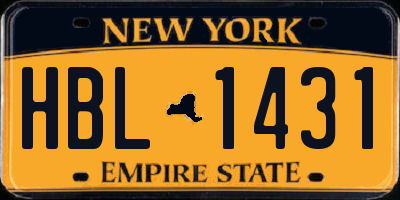 NY license plate HBL1431