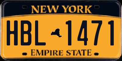 NY license plate HBL1471