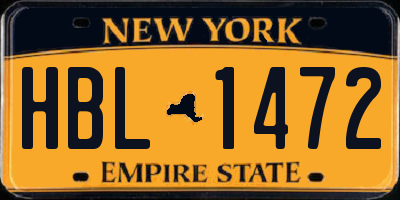 NY license plate HBL1472