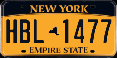 NY license plate HBL1477