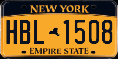 NY license plate HBL1508
