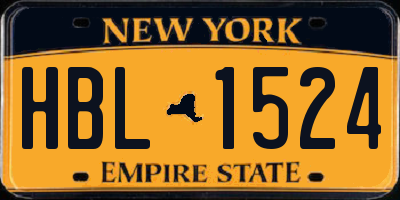 NY license plate HBL1524