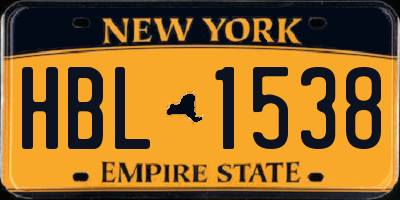 NY license plate HBL1538
