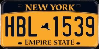 NY license plate HBL1539
