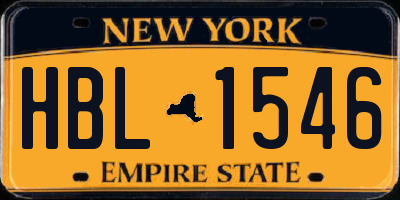 NY license plate HBL1546