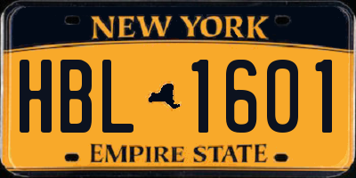 NY license plate HBL1601