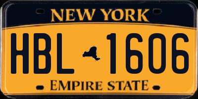 NY license plate HBL1606