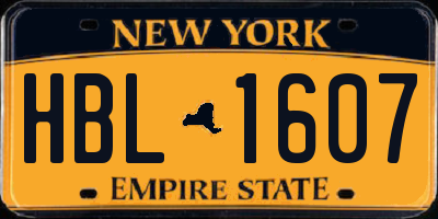 NY license plate HBL1607