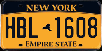 NY license plate HBL1608