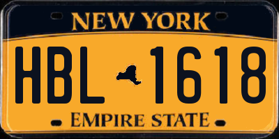 NY license plate HBL1618