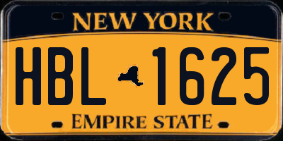 NY license plate HBL1625