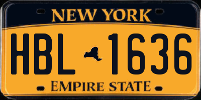 NY license plate HBL1636