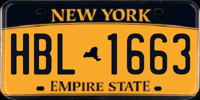 NY license plate HBL1663