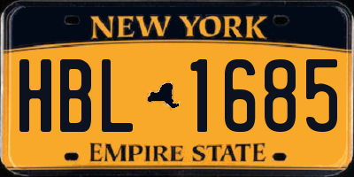 NY license plate HBL1685