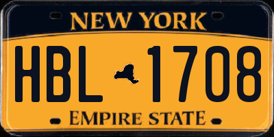 NY license plate HBL1708