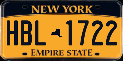 NY license plate HBL1722
