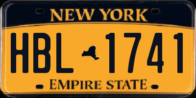 NY license plate HBL1741