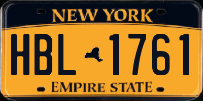 NY license plate HBL1761