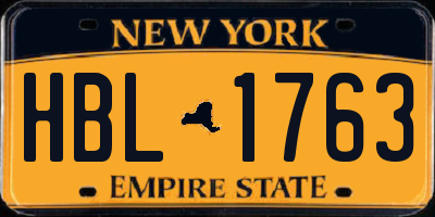 NY license plate HBL1763