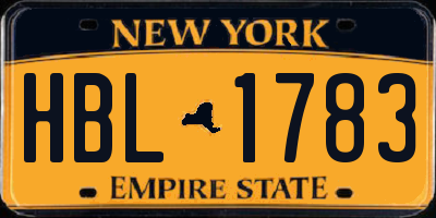 NY license plate HBL1783