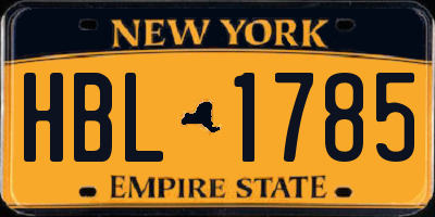NY license plate HBL1785
