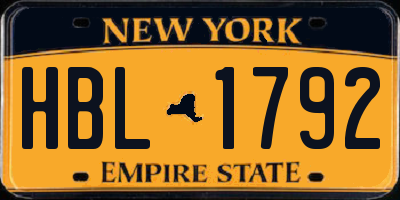 NY license plate HBL1792