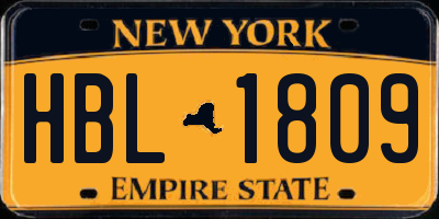 NY license plate HBL1809