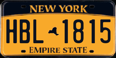 NY license plate HBL1815