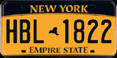 NY license plate HBL1822