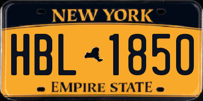 NY license plate HBL1850