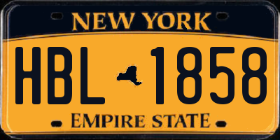 NY license plate HBL1858