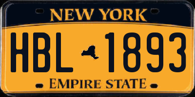 NY license plate HBL1893