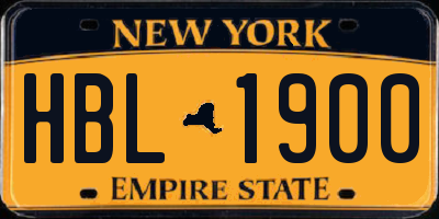 NY license plate HBL1900