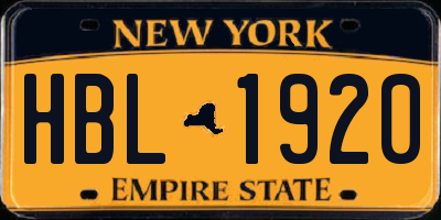 NY license plate HBL1920