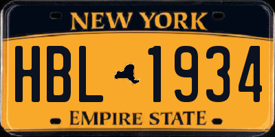 NY license plate HBL1934