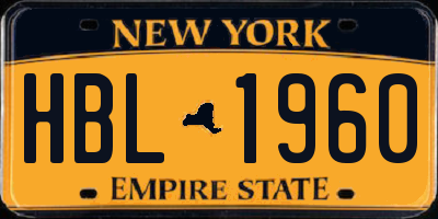 NY license plate HBL1960