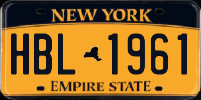 NY license plate HBL1961