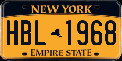 NY license plate HBL1968