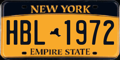 NY license plate HBL1972