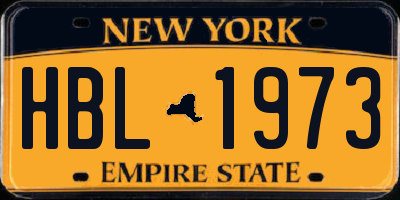 NY license plate HBL1973