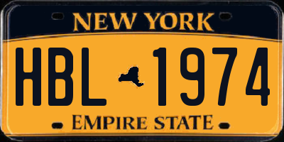 NY license plate HBL1974