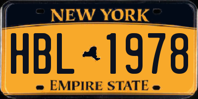 NY license plate HBL1978